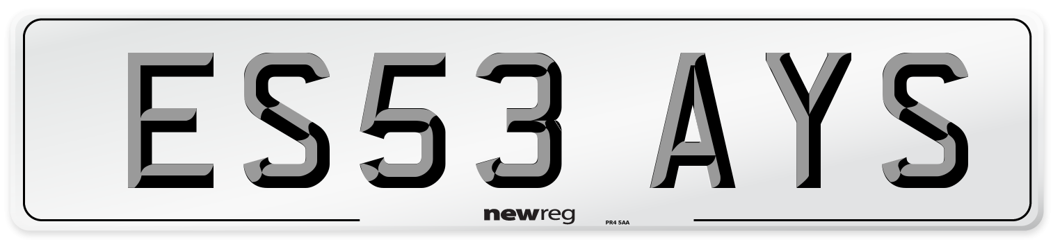ES53 AYS Number Plate from New Reg
